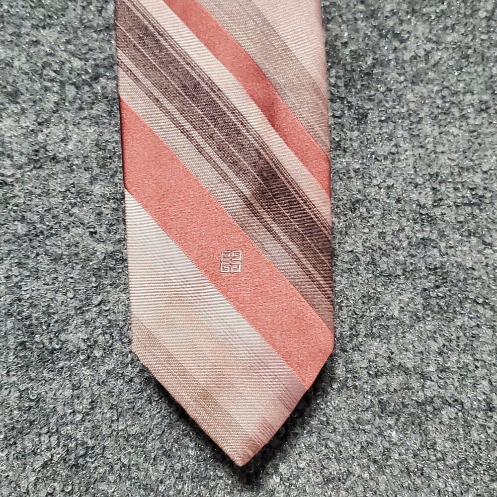 Vintage Givenchy Monsieur Mens Neck Tie Designer Luxury AOP Striped Preppy Work